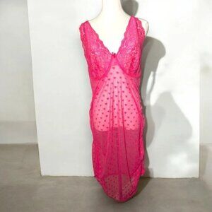 Dreamgirl heart print underwire sheer slip dress 3X coquette Barbie
